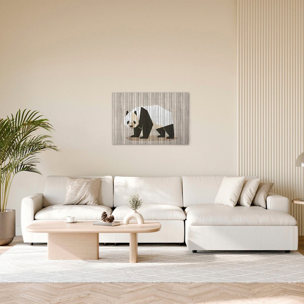 Bild von A.S. Création Leinwandbild "Born to be wild 2 - Wandbild Grau Schwarz Keilrahmen Kunst", Tiere, (1 St.), Canvas Holzoptik Leinwand Panda Wandkunst Schlafzimmer Tiere Landhaus
