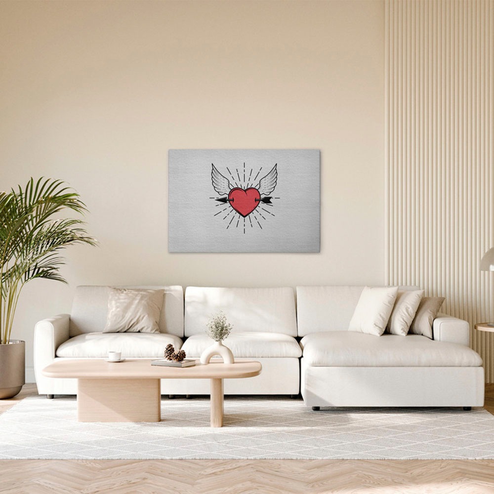 Bild von A.S. Création Leinwandbild "tattoo you 1 - Wandbild Grau Rot Keilrahmen Wandkunst", Kunst, (1 St.), Canvas Herz Leinwand Steinwand Wandkunst Schlafzimmer Kunst Retro