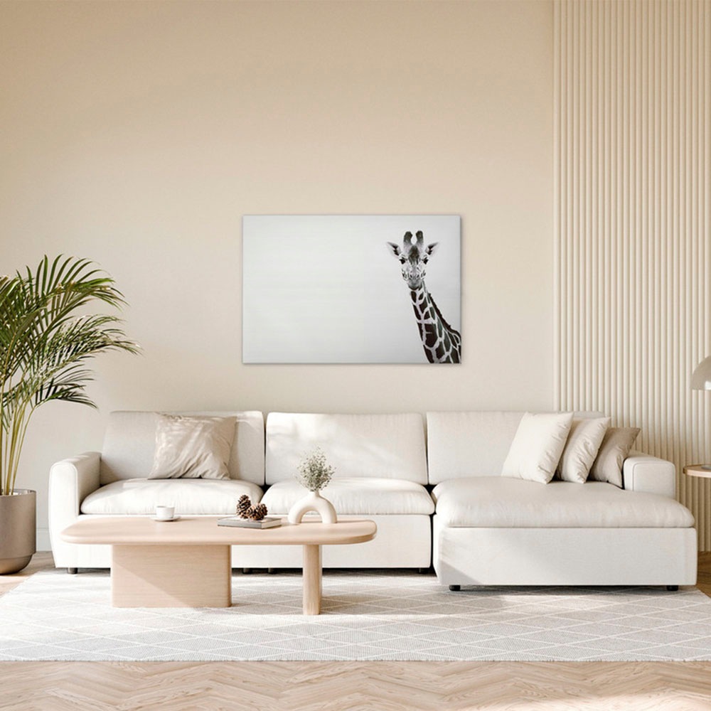 Bild von A.S. Création Leinwandbild "Giraffe Portrait - Wandbild Schwarz Weiß Keilrahmen Kunst", Tiere, (1 St.), Canvas Tiere Leinwand Giraffe Wandkunst Schlafzimmer Tiere Basic Deko