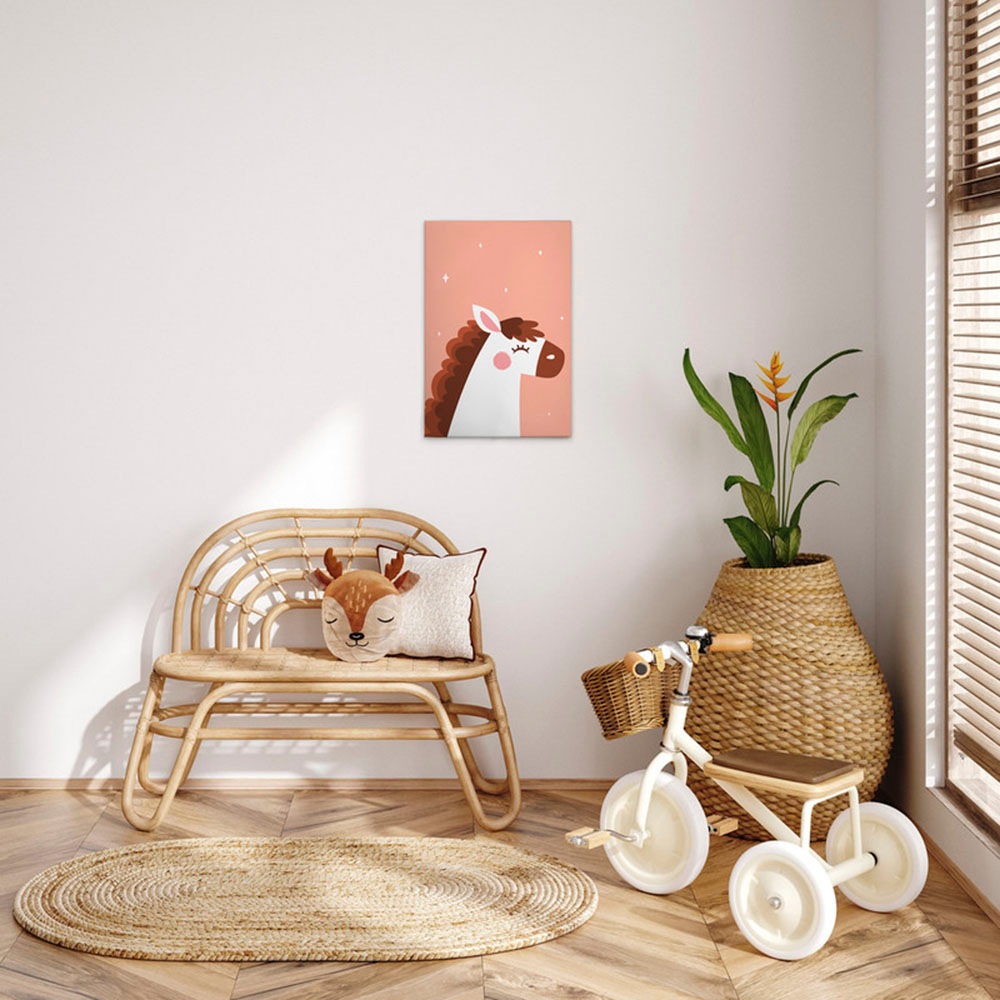 Bild von A.S. Création Leinwandbild "Unicorn 1 - Wandbild Rosa Weiß Braun Keilrahmen Kunst", Kinder, (1 St.), Canvas Einhorn Leinwand Rosa Wandkunst Schlafzimmer Kinderzimmer Deko