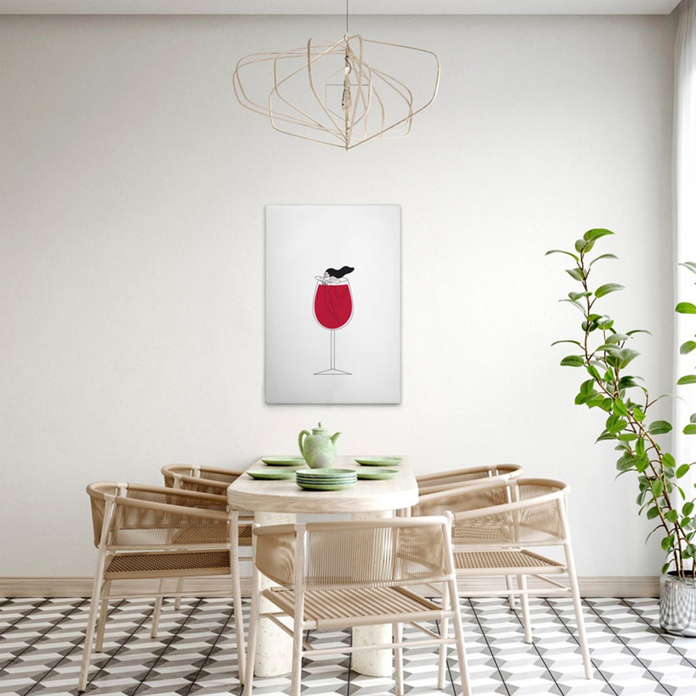 Bild von A.S. Création Leinwandbild "Wine Love 3 - Wandbild Schwarz Weiß Rot Keilrahmen Kunst", (1 St.), Canvas Weinglas Leinwand WG Wandkunst Schlafzimmer Küche Lifestyle
