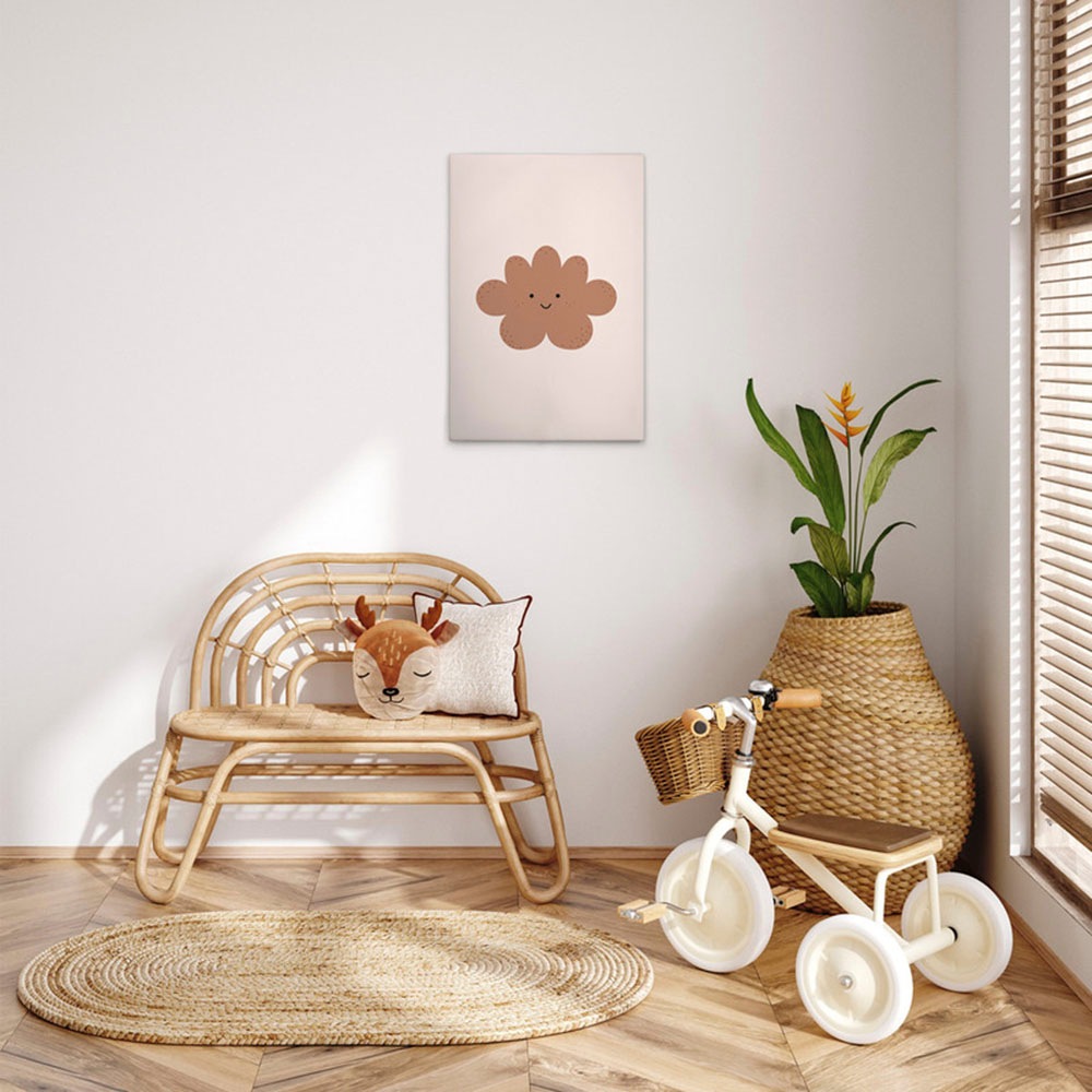 Bild von A.S. Création Leinwandbild "Simple Cloud - Wandbild Beige Braun Keilrahmen Kunst", Kinder, (1 St.), Canvas Wolke Leinwand Kinderzimmer Wandkunst Schlafzimmer Kinderzimmer