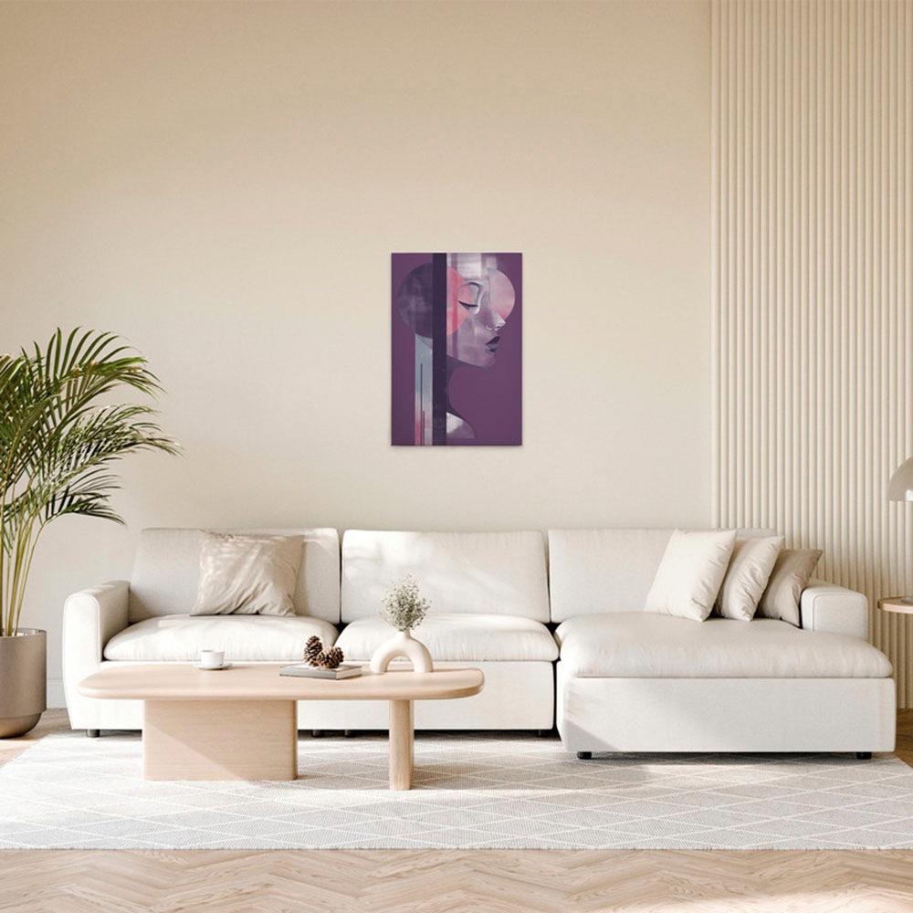 Bild von A.S. Création Leinwandbild "Metropolis Plum - Wandbild Violett Blau Keilrahmen Kunst", Abstrakt, (1 St.), Canvas Frau Leinwand Formen Wandkunst Schlafzimmer Abstrakt Design