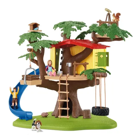 Bild von schleich 42408 FARM WORLD Abenteuer Baumhaus, 60 Teile Spielset mit Reifenschaukel, 2 Kinderfiguren und 4 Tierfiguren, Spielzeug für Kinder ab 3 Jahren