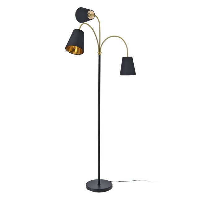 Bild von lux.pro Stehlampe, ohne Leuchtmittel, »Wycombe« 3-flammig Metall Textil Schwarz / Goldfarben