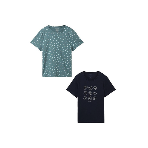Bild von TOM TAILOR T-Shirt 2er-Set Rundhals Kurzarm T-Shirt mit Print in Tannen-Grün