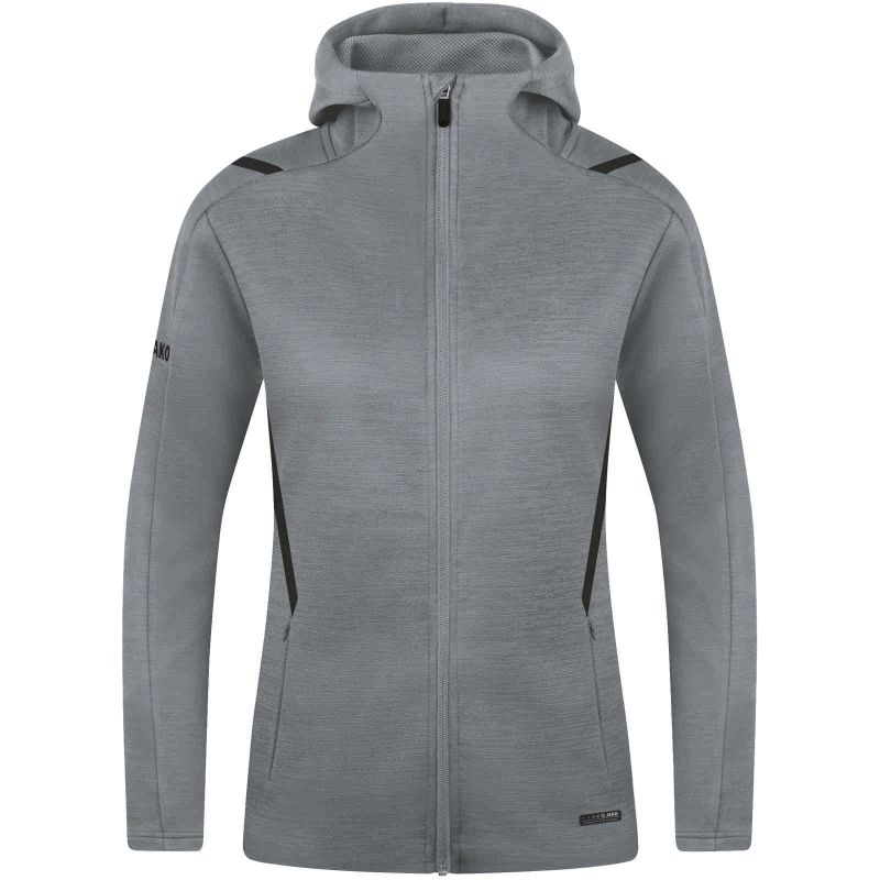 Bild von JAKO Damen Freizeitjacke Challenge mit Kapuze, Steingrau-Meliert/Schwarz, 40