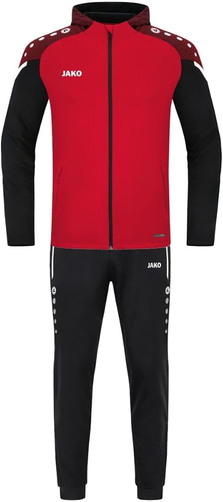 Bild von JAKO Performance Trainingsanzug Polyester mit Kapuze Kinder 101 - rot/schwarz 140