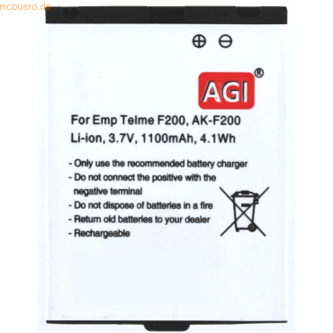 Bild von AGI 116586 - Akku - Emporia - Telme F200 - Schwarz - Lithium-Ion (Li-Ion) - 1100 mAh, Smartphone Akku