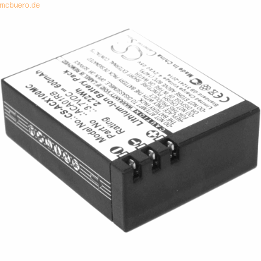 Bild von AGI Akku kompatibel mit Activeon ACA01RB - Akku - 600 mAh, Kamera Stromversorgung, Schwarz