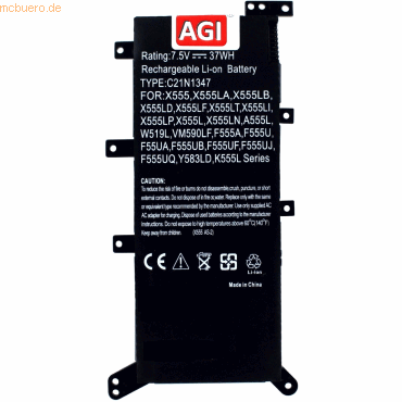 Bild von AGI Akku kompatibel mit Asus X555LA - Akku - 4.800 mAh (4800 mAh), Notebook Akku, Schwarz