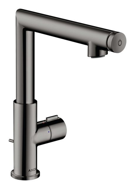 Bild von hansgrohe AXOR Uno Select Waschtischmischer 220, Zugstangen-Ablaufgarnitur, Ausladung 160mm, Farbe: Polished Black Chrome