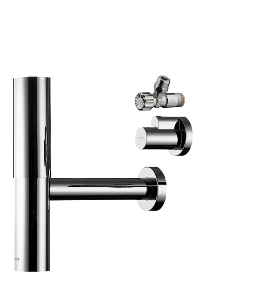 Bild von Hansgrohe Design Siphon Set Flowstar Axor chrom mit zwei Eckventilen und Schubern, 51304000 51304000