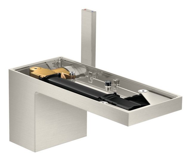 Bild von hansgrohe AXOR MyEdition Einhebel-Waschtischmischer 70 mit Push-Open Ablaufgarnitur, ohne Platte, Farbe: Stainless Steel Optic