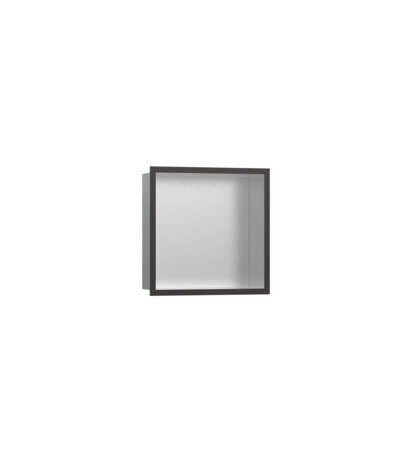 Bild von hansgrohe XtraStoris Individual Wandnische Edelstahl gebürstet mit Designrahmen, 300x300x100 mm, 56097, Farbe: Brushed Black