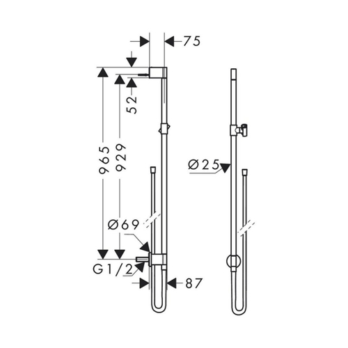 Bild von Hansgrohe Axor One Brausestange mit Wandanschluss und Brauseschlauch