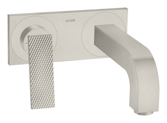 Bild von hansgrohe AXOR Citterio Waschtischmischer, Rautenschliff, Unterputz, Ausladung 220mm, unverschließbare Ablaufgarnitur, mit Platte, 39171, Farbe: Stainless Steel Optic