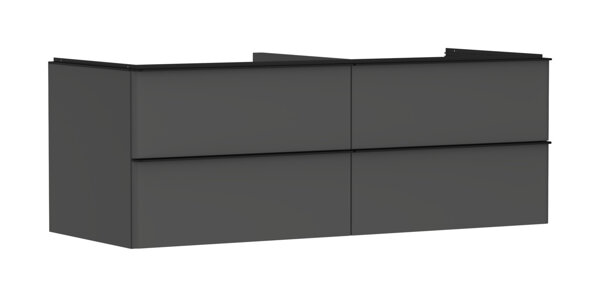 Bild von hansgrohe Xelu Q Waschtischunterschrank, 1360x550, 4 Schubkästen, für Konsolen mit Aufsatzwaschtisch, ohne Siphonausschnitt 5408, Farbe: Möbel Diamantgrau Matt/Griff Mattschwarz