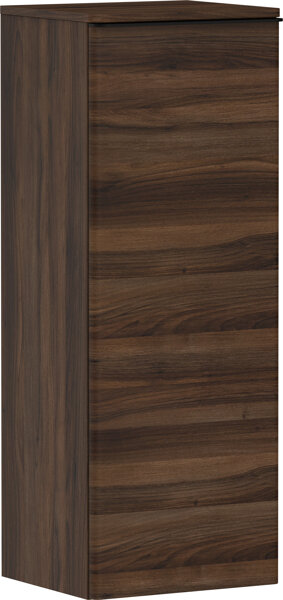 Bild von hansgrohe Xelu Q Halbhochschrank, 400x350, 1 Tür, Türanschlag links, 2 Glasfachböden, 541, Farbe: Möbel Nussbaum Dunkel/Griff Mattschwarz