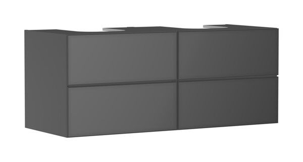 Bild von hansgrohe Xevolos E Waschtischunterschrank, 4 Schubkästen, 2 Ausschnitte, 1370x550x555mm, für Konsole mit 2 Aufsatzwaschtischen, 5419, Farbe (Front/Korpus): Korpus Schiefergrau Matt, Front Schiefergrau Metallic