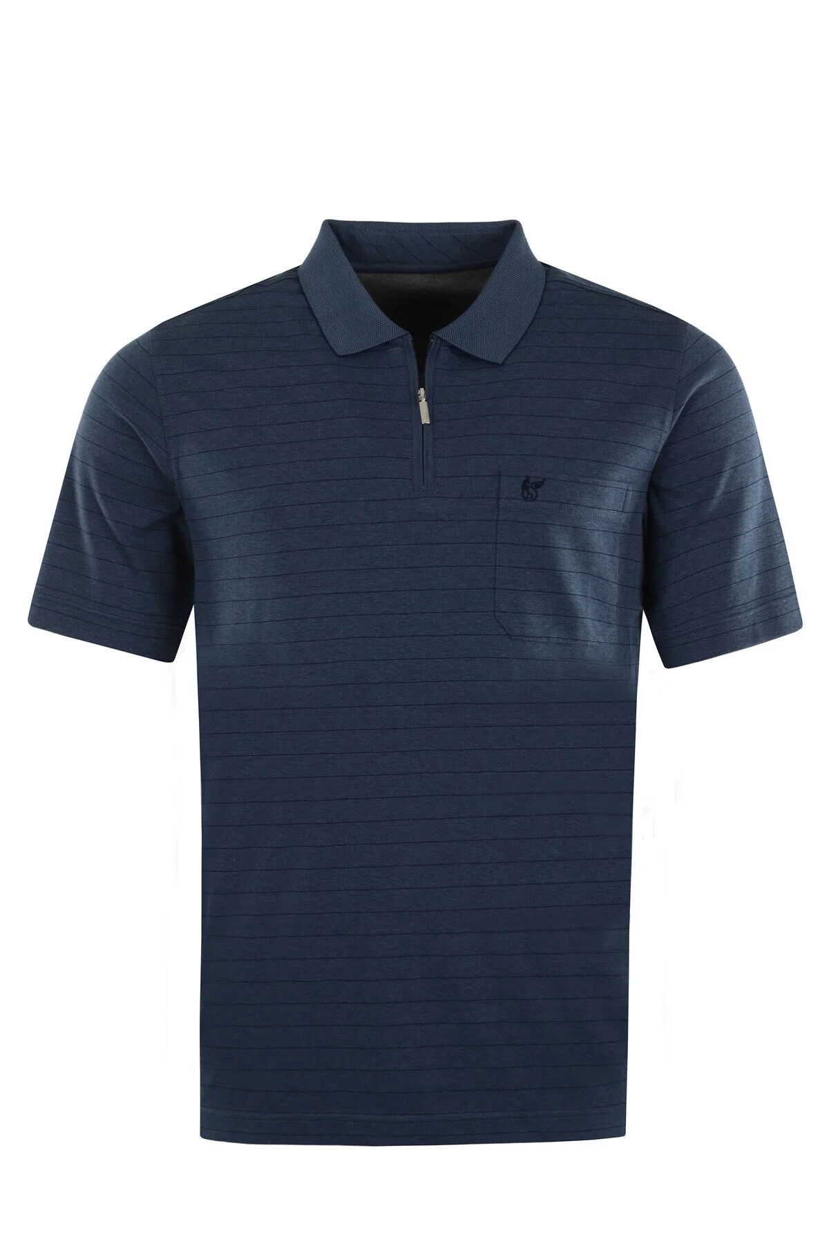 Bild von Hajo Shirt Gestreiftes Kurzarm-poloshirt Softknit Mit Verdecktem Reißverschluss Und Brusttasche In Regula für Herren - 52