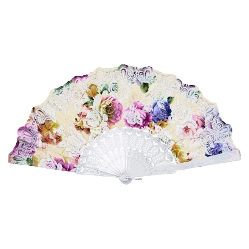 Bild von Das Kostümland Glitzer Handfächer mit Rosen - Elegantes Accessoire für Feiern