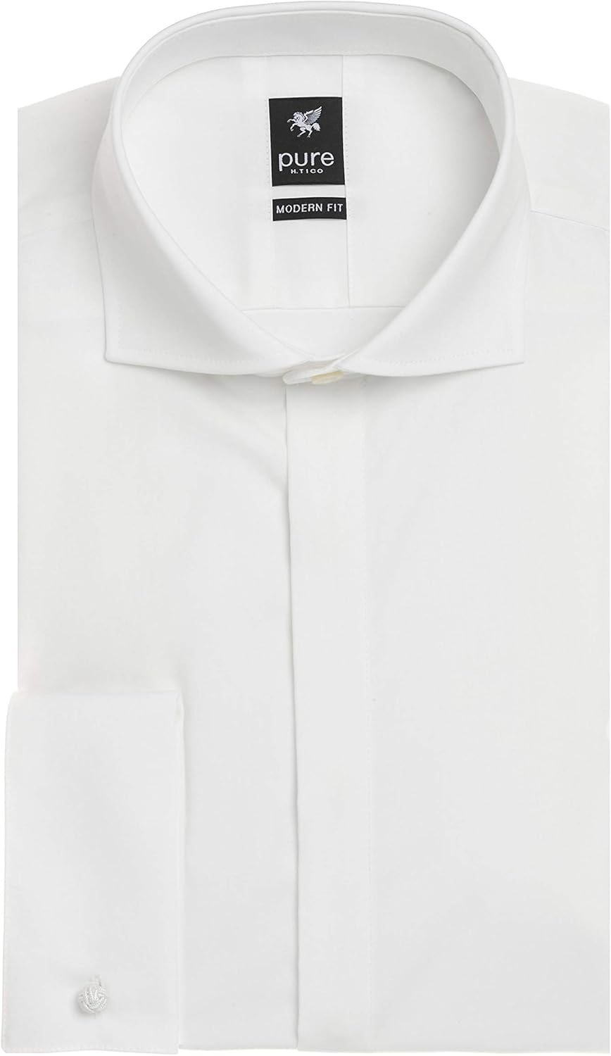 Bild von Pure h. Tico Herren 3382-400 Pure-City Black Langarm Tuxedo-Hemd, Uni Ecru, 3XL