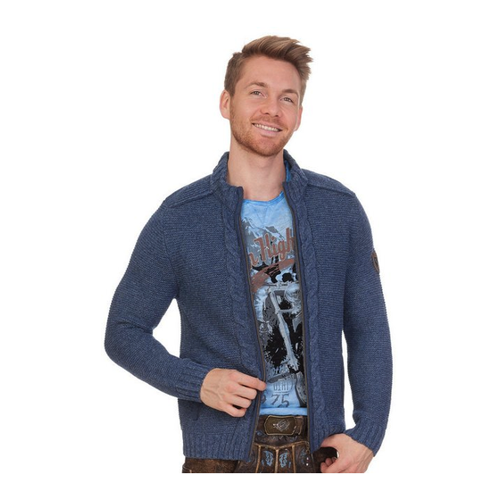 Bild von Spieth & Wensky Trachtenstrickjacke Herren - MERZEN - hellgrau, jeansblau