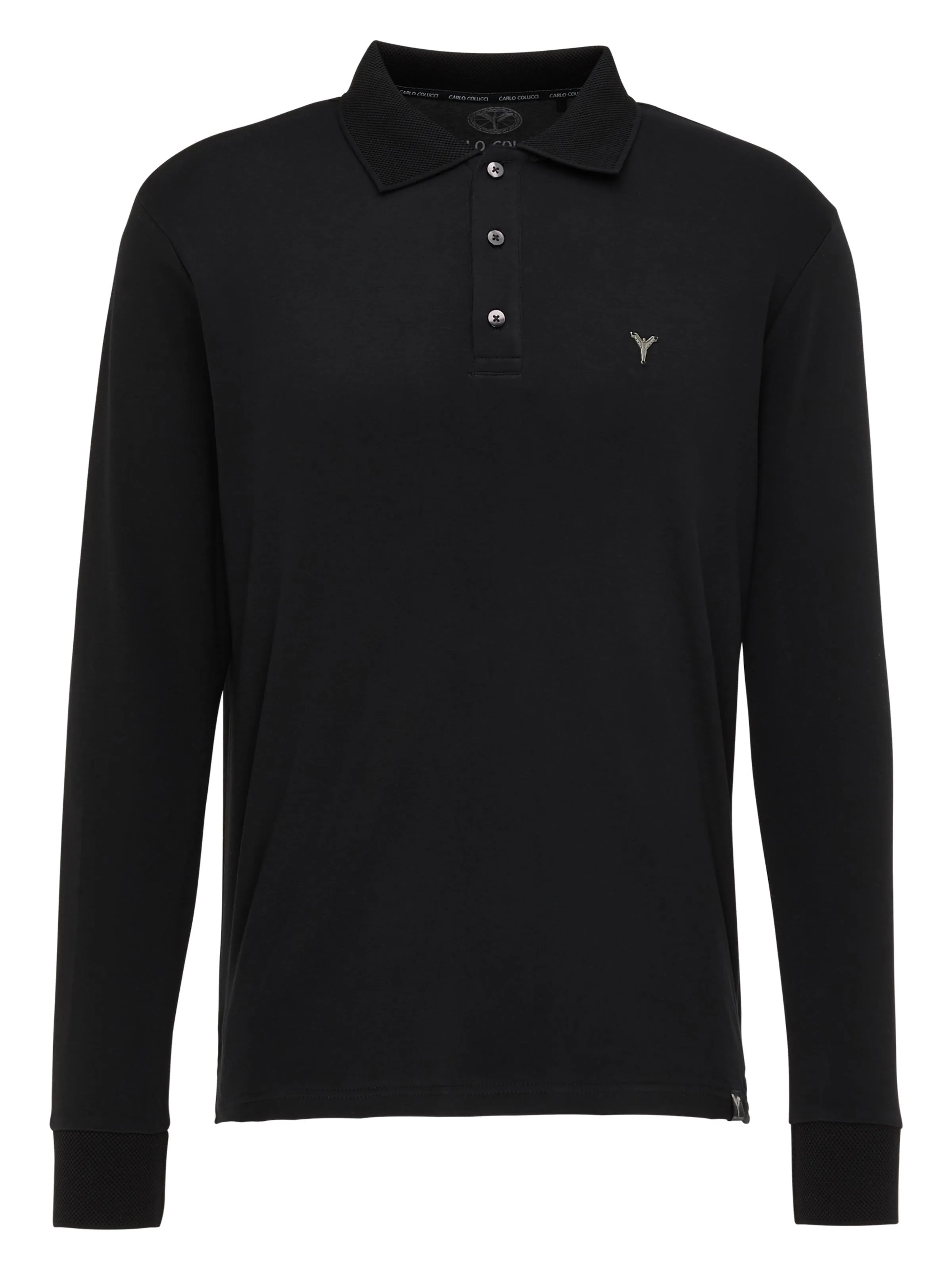 Bild von Carlo Colucci Langarm-Poloshirt - Schwarz L