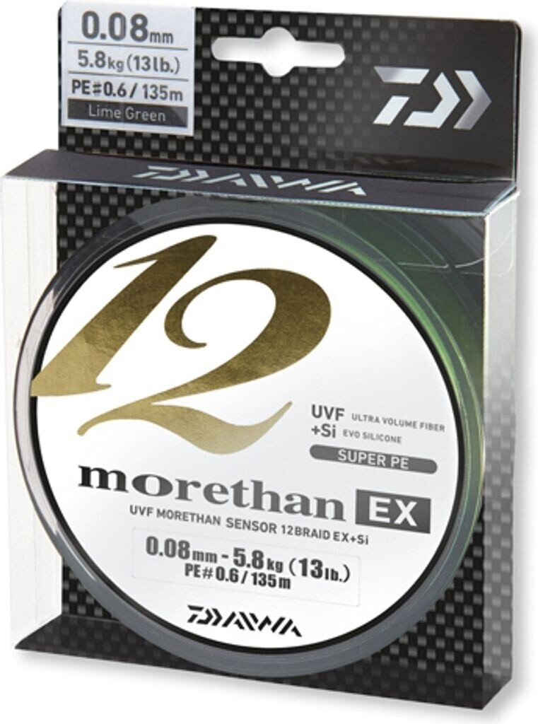 Bild von DAIWA Morethan 12 Braid EX+SI 0,14mm 12,2kg 135m Lime Green (0,42 € pro 1 m)