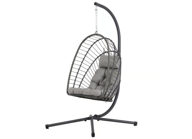 Bild von Lounge Hängesessel mit Gestell faltbar Hängestuhl Hängekorb Schaukel Sessel grau