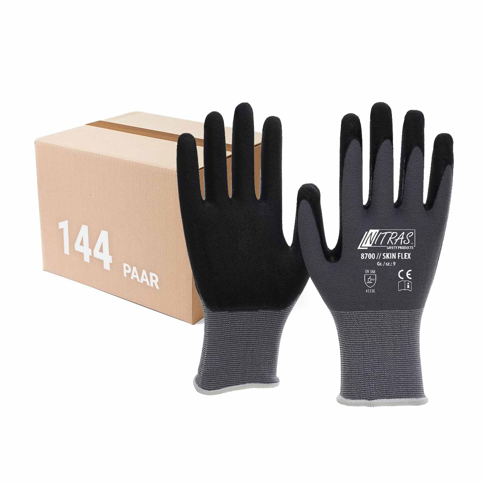 Bild von NITRAS Skin-Flex Strickhandschuhe 8700 gestrickte Arbeitshandschuhe - 144 Paar Größe:8