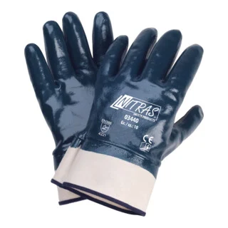 Bild von Nitras, Schutzhandschuhe, Nitrilhandschuhe, Baumwoll-Jersey, naturfarben, Nitril-Beschichtung, blau (Farbcode: 2200), v (10)