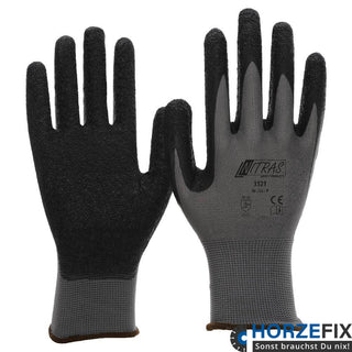 Bild von 3521 Nitras Nylonhandschuh grau schrumpfgeraut Latexbeschichtung 12 Paar Gr 7-12 - 10