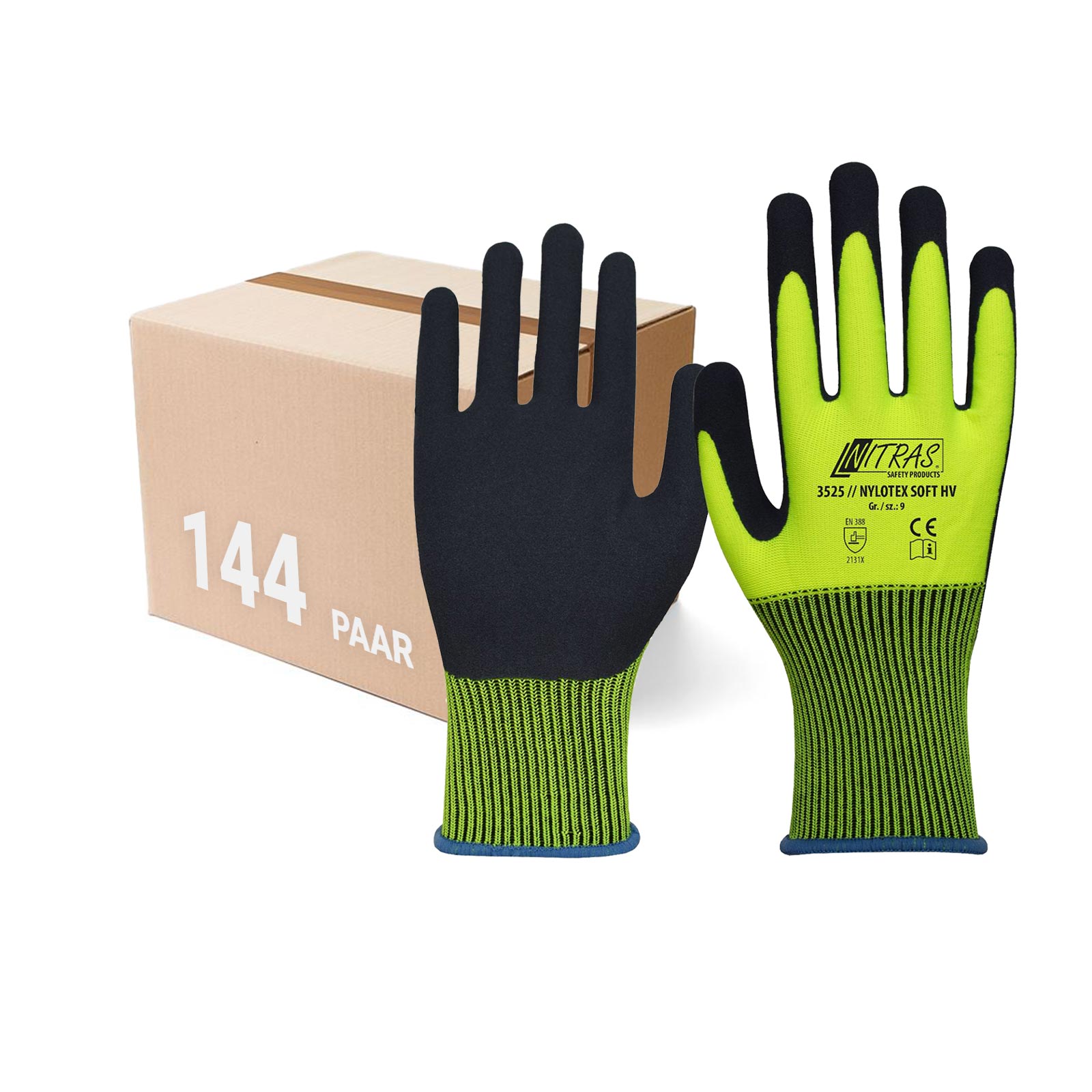 Bild von Nitras Schutzhandschuh Nylotex Soft 3525 144 Paar Gartenhandschuh Bauhandschuh Größe:8
