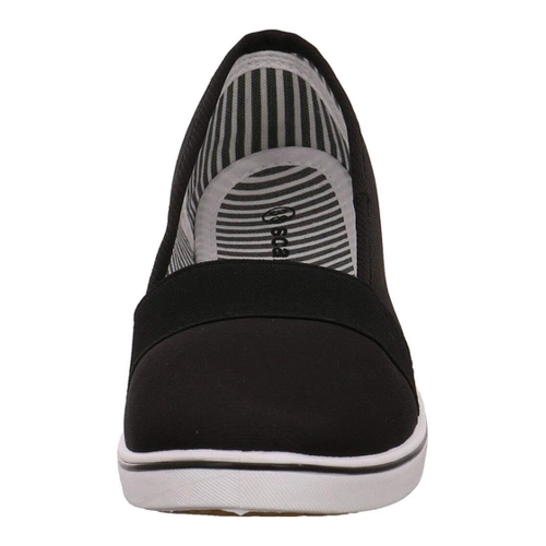 Bild von Scandi Damen Slipper aus Textil in Schwarz im Canvas Look mit Keilabsatz