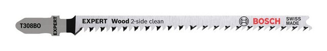 Bild von Bosch 25x Stichsägeblatt Expert ‘Wood 2-Side Clean’ T 308 BO (für Sperrholz, Massivholz-Möbelplatte, Länge 117 mm, Professional Zubehör Stichsäge)