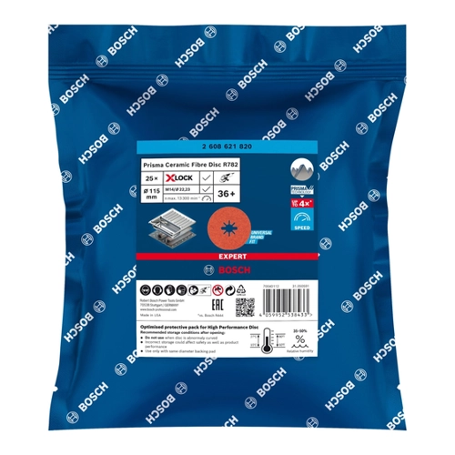Bild von Bosch X-LOCK Prisma Ceramic Fiberscheibe R782 Inox 115 mm K36 - 25 Stück