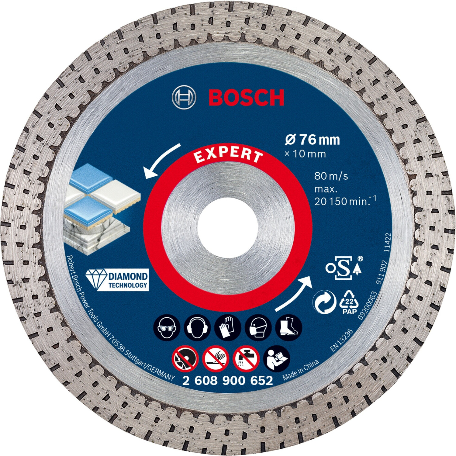 Bild von Bosch Accessories 2608900652 EXPERT HardCeramic Diamanttrennscheibe Durchmesser 76mm Bohrungs-Ø 10m