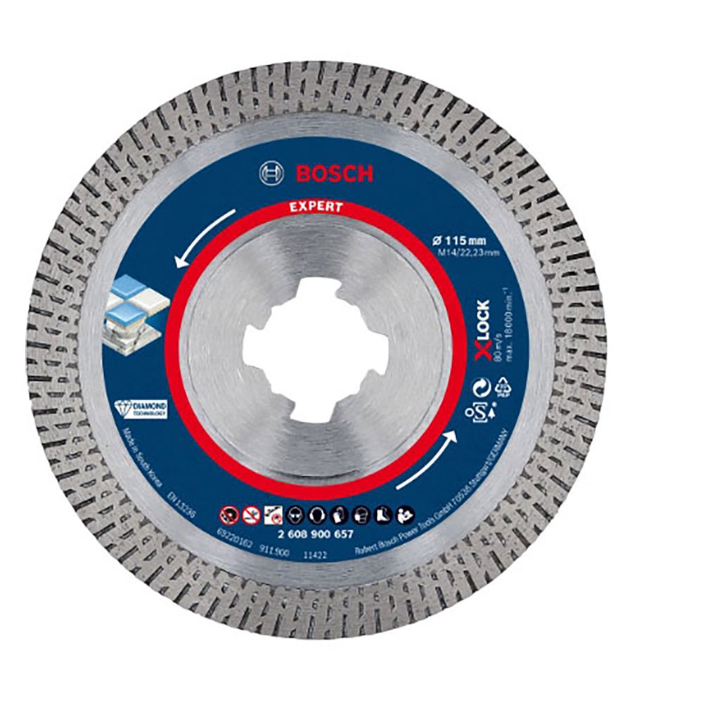 Bild von Bosch 1x EXPERT HardCeramic X-LOCK Diamanttrennscheiben (für Harte Fliesen, Harter Stein, Ø 115 mm, Professional Zubehör Kleiner Winkelschleifer)