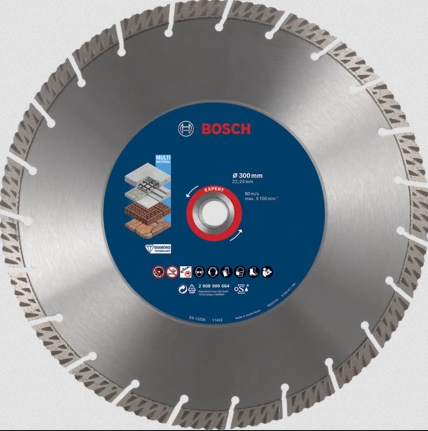 Bild von Bosch 1x EXPERT MultiMaterial Diamanttrennscheiben (für Beton, Stahlbeton, Ø 300 mm, Professional Zubehör Großer Winkelschleifer)