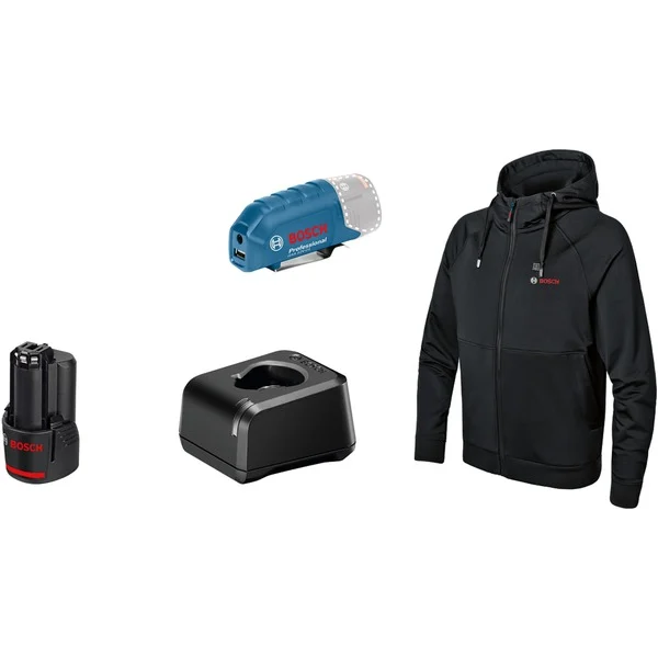 Bild von Bosch - Beheizbarer Hoodie GHH 12+18V XA: Akkuadapter, Ladegerät, 1x Akku, Größe XL (06188000GE)