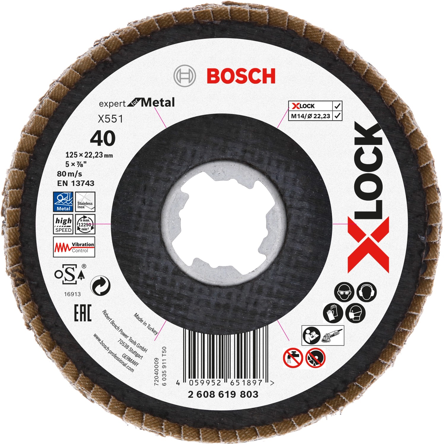Bild von Bosch Accessories 2608619803 X551 Fächerschleifscheibe Durchmesser 125mm Bohrungs-Ø 22.23mm 1St.