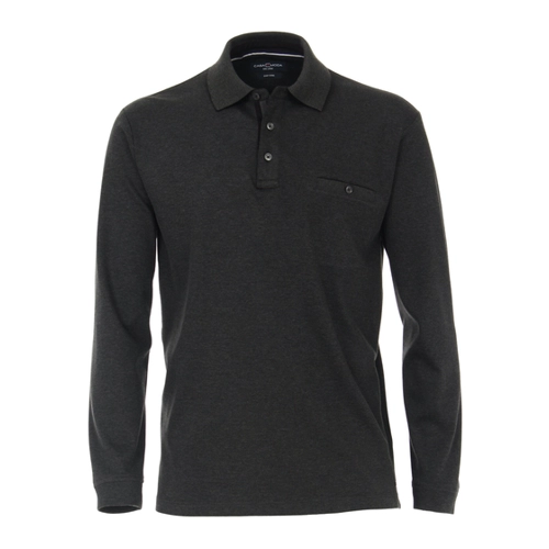 Bild von CASAMODA Polo-Shirt Langarm Gestreift in Anthrazit