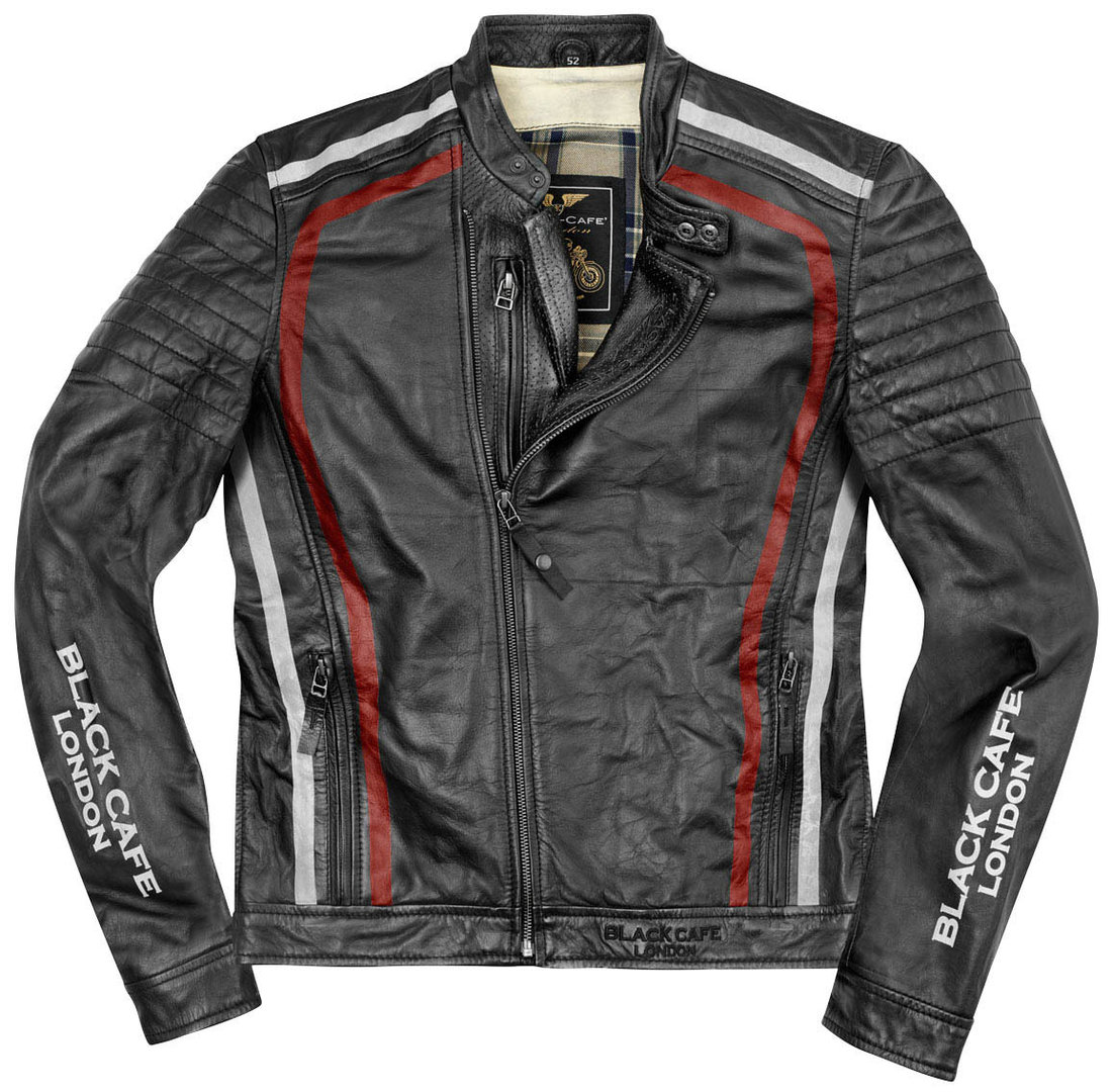 Bild von Black-Cafe London Seoul Motorrad Lederjacke, schwarz-weiss-rot, Größe 52 für Männer