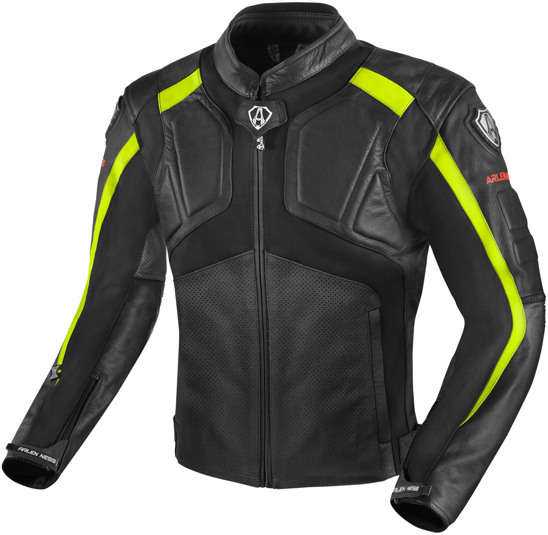 Bild von Arlen Ness Sportivo Motorrad Lederjacke, schwarz-gelb, Größe 50 für Männer