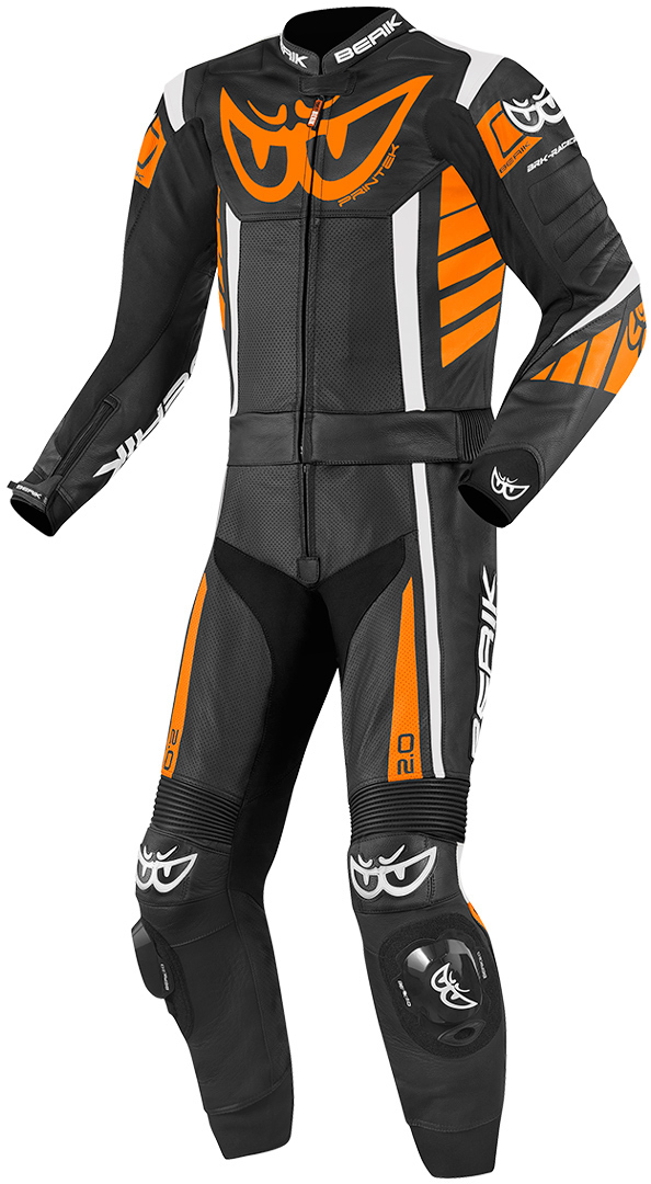 Bild von Berik Zakura 2-Teiler Motorrad Lederkombi, schwarz-weiss-orange, Größe 56 für Männer