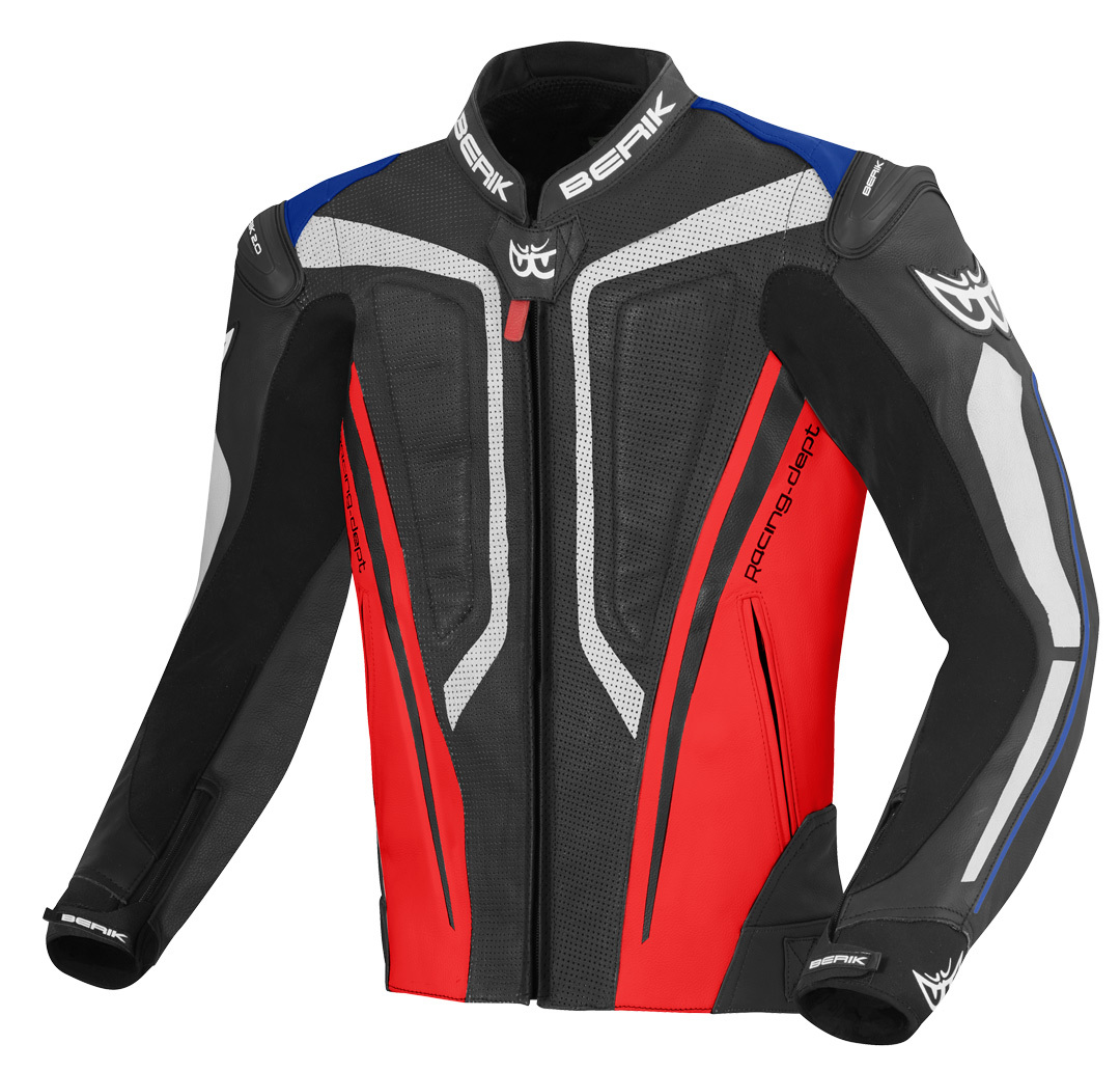 Bild von Berik Street Pro Motorrad Lederjacke, schwarz-rot-blau, Größe 58 für Männer