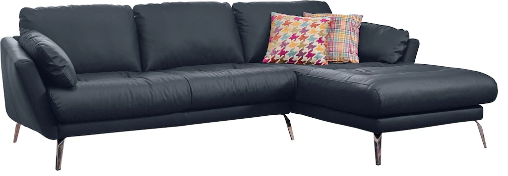 Bild von W.SCHILLIG Ecksofa »softy, Designsofa, zeitlos und elegant, hoher Sitzkomfort, L-Form«, mit dekorativer Heftung im Sitz, Füße Chrom glänzend