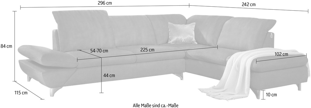 Bild von W.SCHILLIG Ecksofa »taoo, elegant und zeitlos, bequem, L-Form«, mit Sitziefenverstellung & Kopfteilverstellung